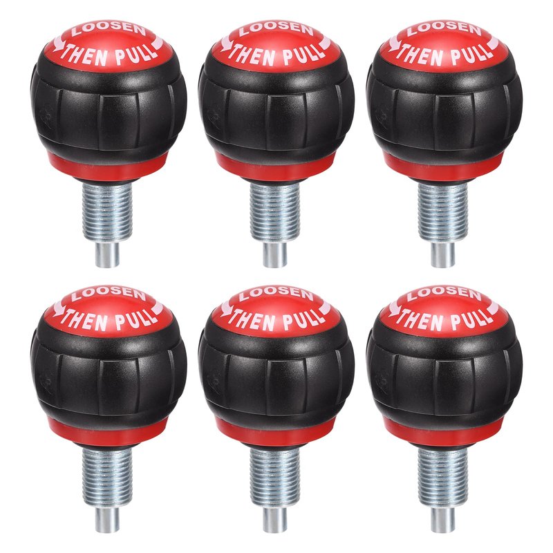 uxcell Fitness Equipment Pull Pin Spring Knob, M16 x 1.5, Black Red, 6pcs