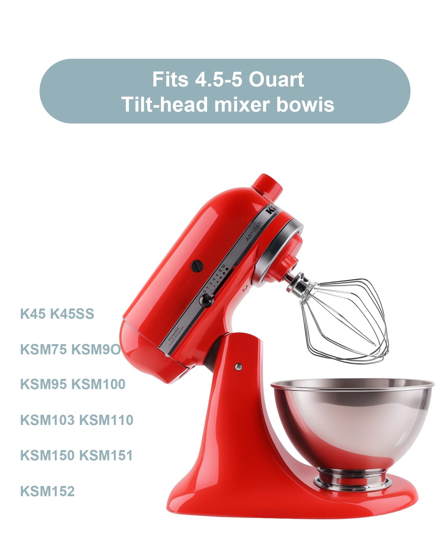 Stainless Steel K45WW Wire Whip, Attachments Fits for KitchenAid 4.5 5 Quart Tilt-Head Stand Mixer, Egg Stirrer, Cream Beater, Cakes Mayonnaise Whisk Kitchen aid Accessories