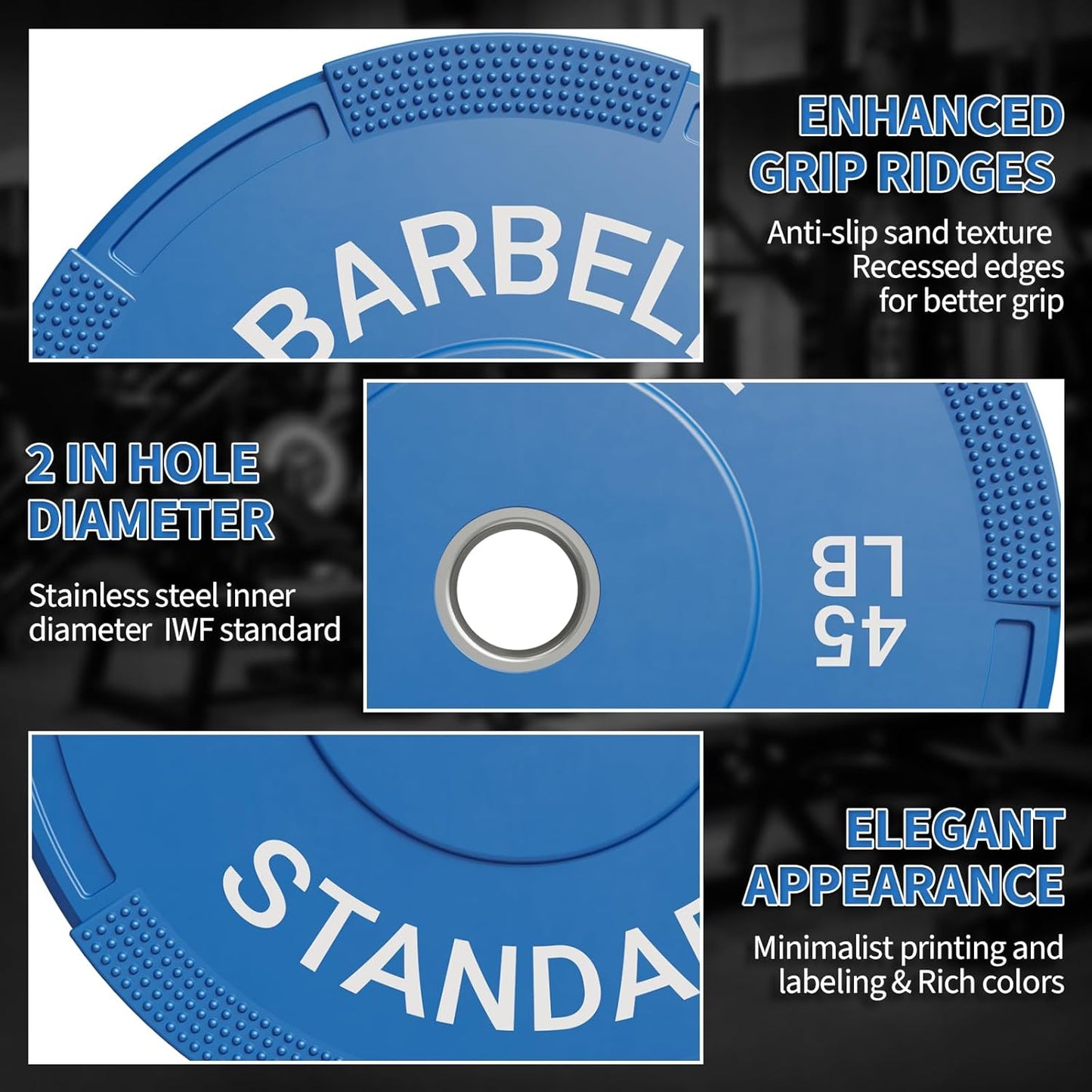 Mikolo Olympic Weight Plates - Enhanced Grip Bumper Plates for Strength Training | 2 Inch