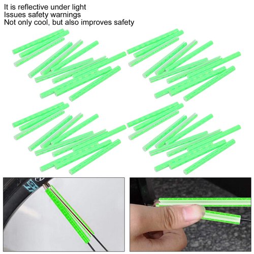 EVTSCAN Bicycle Spoke Reflector - 48pcs Bike Wheel Reflector Tube Cycling Warning Strips Mount Clips Bicycle Spoke Reflectors for Night Cycling Riding, Green