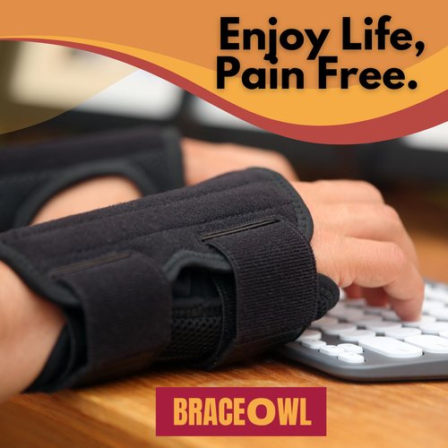 BRACEOWL-Carpal Tunnel Wrist Brace for Work, Daytime Adjustable Wrist Support with Splint for Typing, Gaming, Sports, Pain Relief For Arthritis, Tendonitis, Men, Women, Right Hand Standard