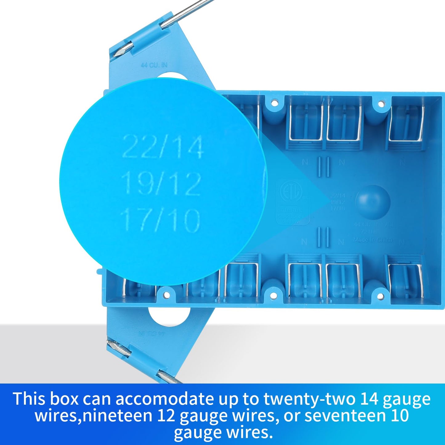 XIUTE Blue 3-Gang PVC New Work Switch/Outlet Wall Electrical Box, Interior Space of 44 Cubic Inches,for The Electrical Installation of Buildings,ETL