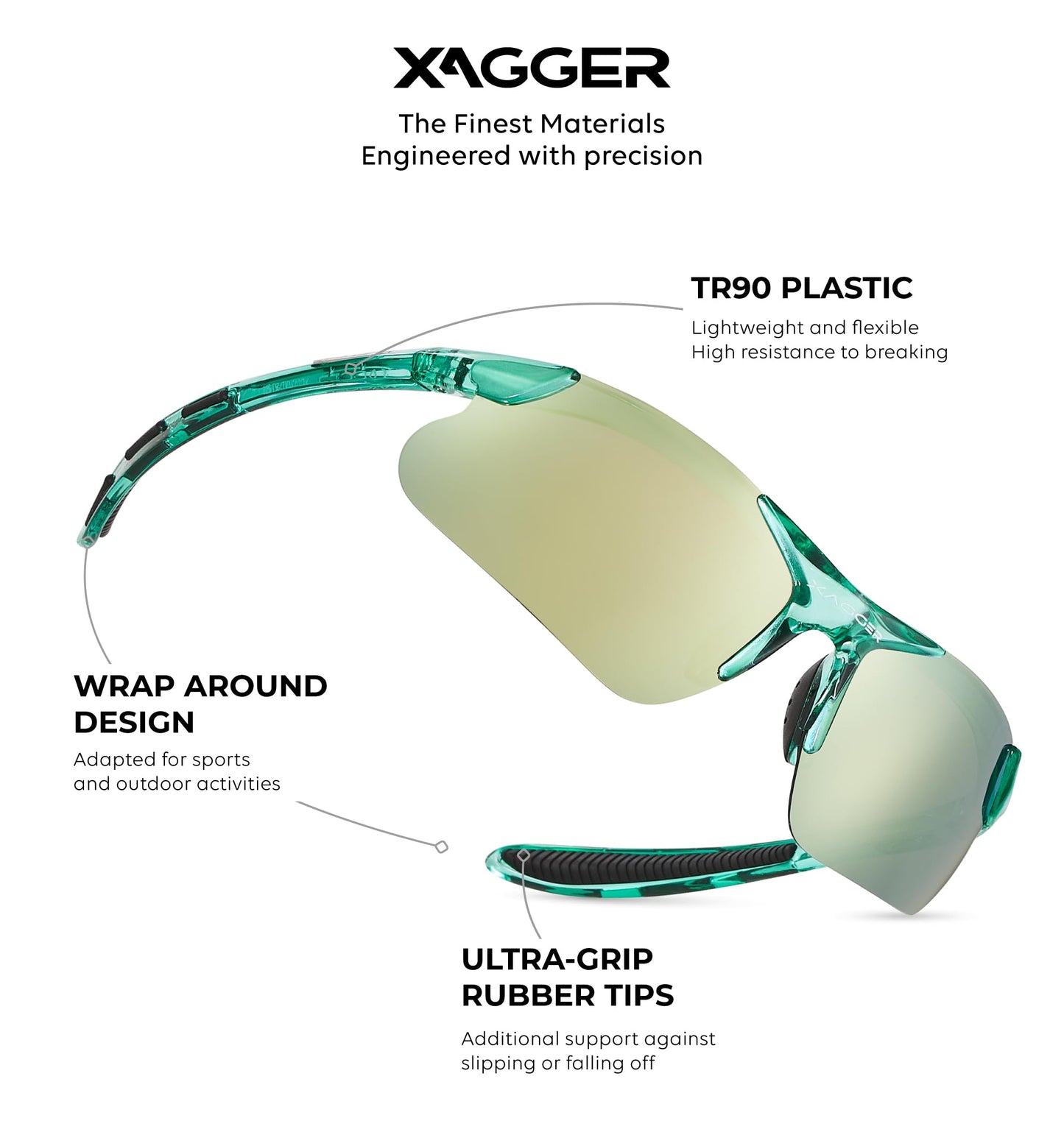 Xagger Kids Youth Polarized Sports Sunglasses for Boys Girls Baseball Softball Glasses TR90 Frame
