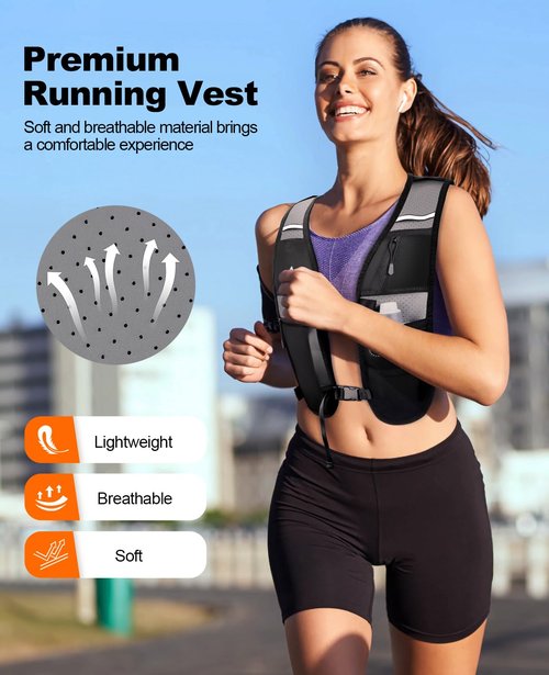 Dawinga Running Vest for Women Men，Lightweight Breathable Hydration Vest，Water Vest Backpack with Large Compartment, Adjustable Chest Straps Reflective Backpack for Hiking, Cycling, Marathon, Race