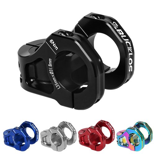 BUCKLOS 35mm Mountain Bike Stem MTB 31.8mm CNC Short Stems - Bicycle Ultra-Light Hollow Aluminum Alloy Riser Stem for E Bike/Downhill XC/BMX/Folding Bike/Trail(Black)
