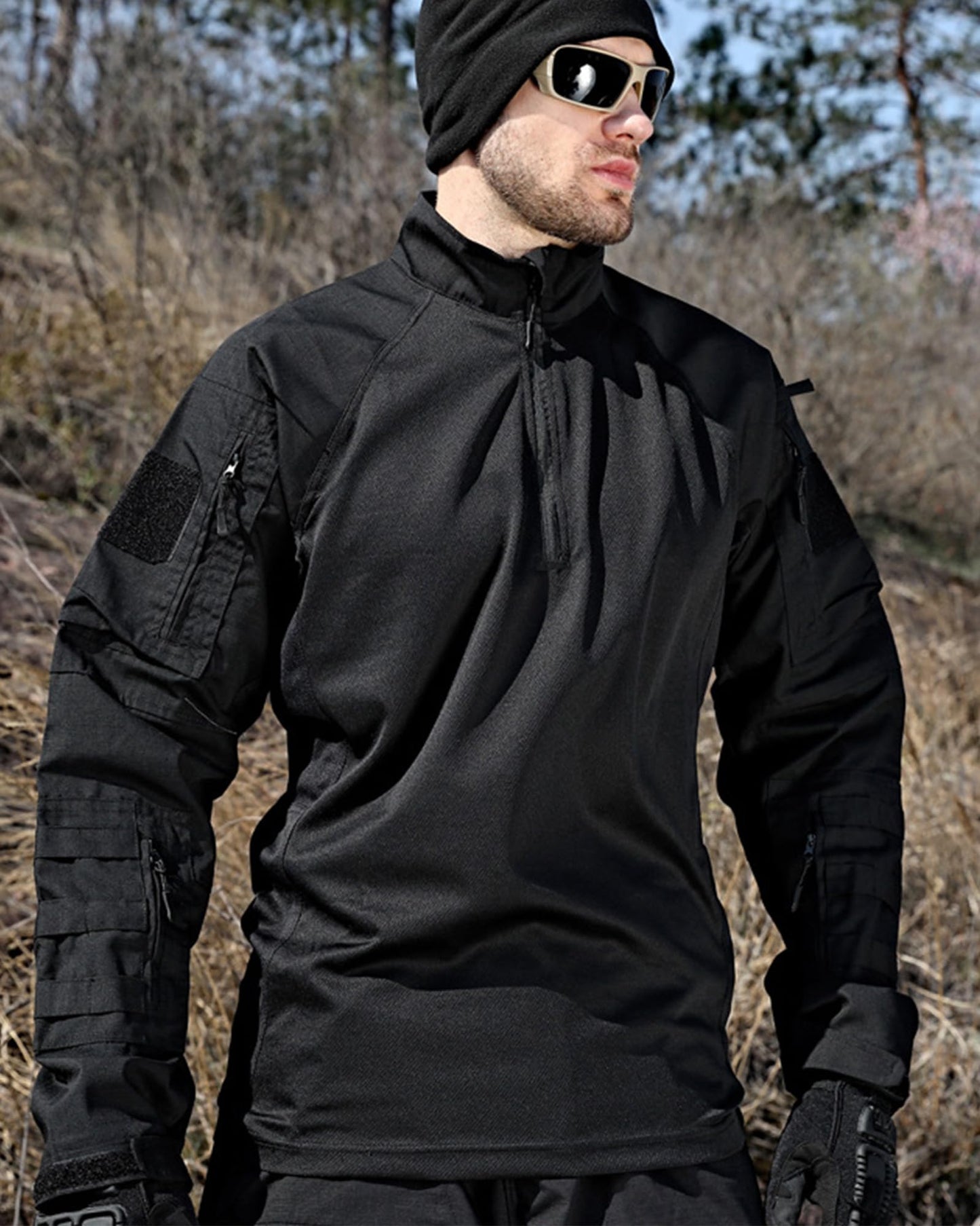 YKS JOOB Mens Tactical Uniform Suit Military Combat Shirt and Pants Set Durable Airsoft Gear for Paintball Hunting Black S