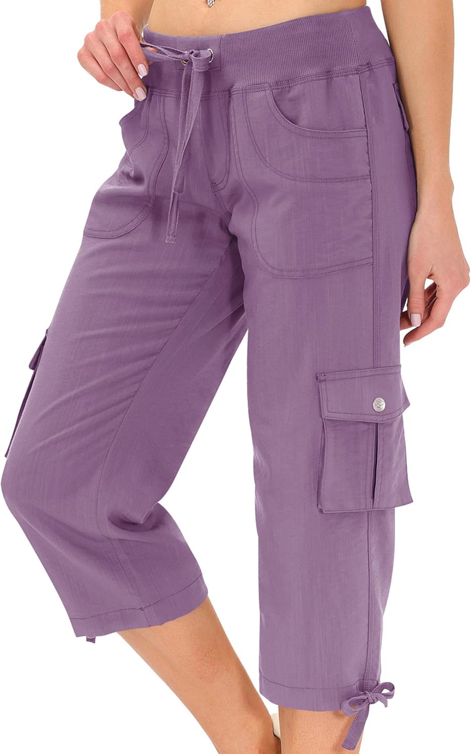 MoFiz Women's Capri Pants - Lightweight Casual Cargo with Pockets | Comfortable Loose Fit for Hiking