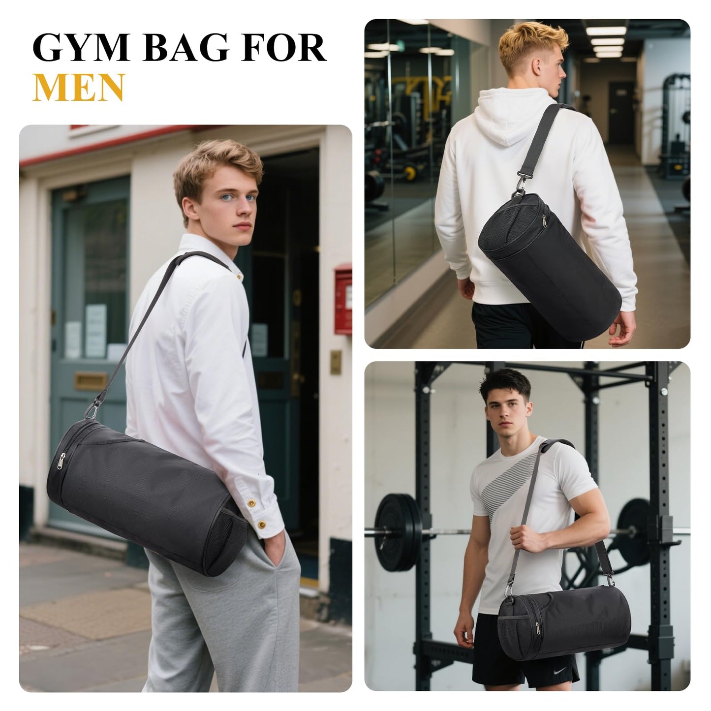 Small Sports Gym Bag Workout Lightweight Mini Duffel Bags for Men Women,Daily Bag,Medium(Black)