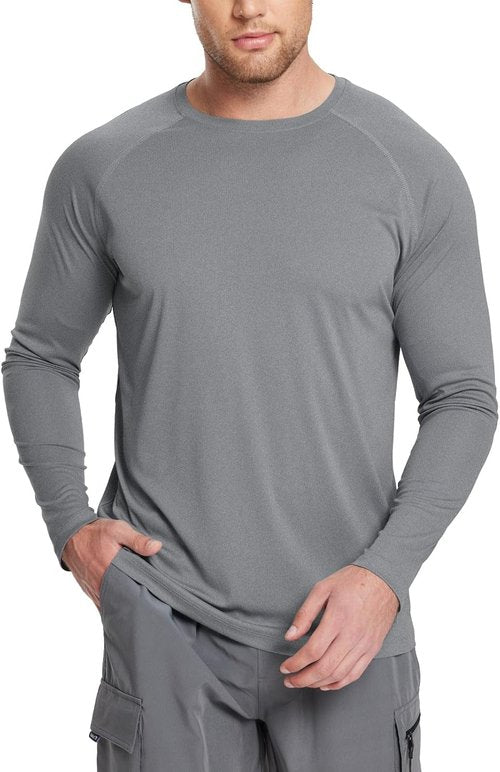 Baleaf Men's UV Protection Long Sleeve Rash Guard - SPF UPF 50+ Quick-Dry Fishing Shirt