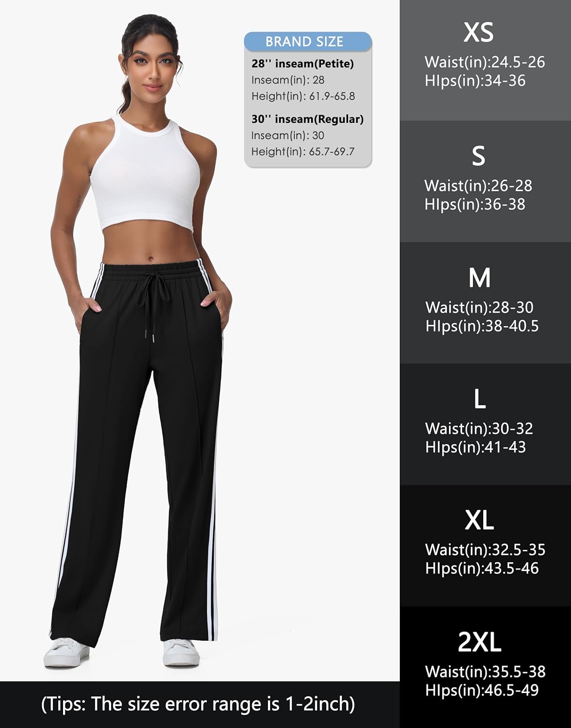 MIVEI Women's Athletic Track Pants - Loose Fit Sweatpants with Zipper Pockets | 28-34 Inseam