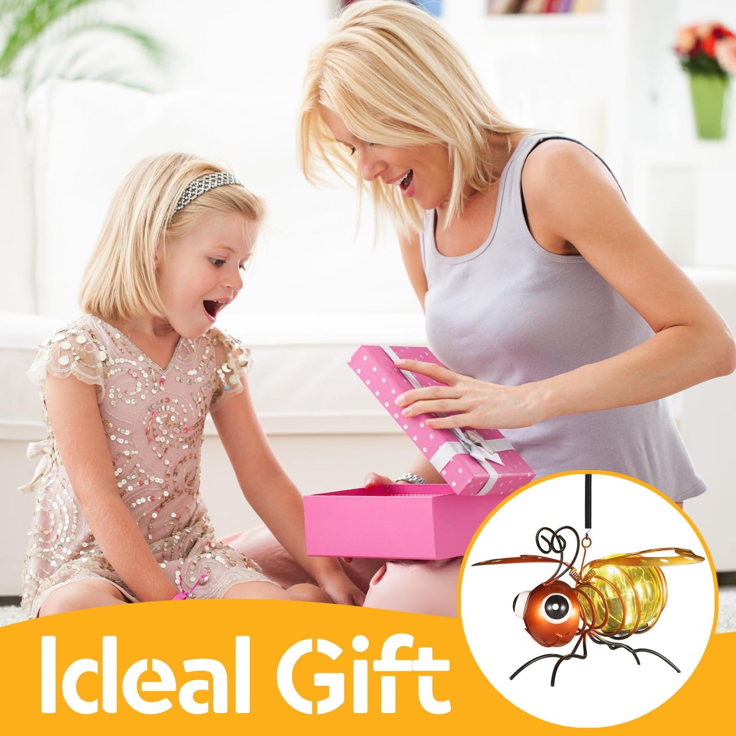 Bee Solar Outdoor Hanging Lantern Creative Small Sculpture Lights Durable Waterproof Used for Party Festivals Garden Decor Birthday Gifts for Grandma Mon Women