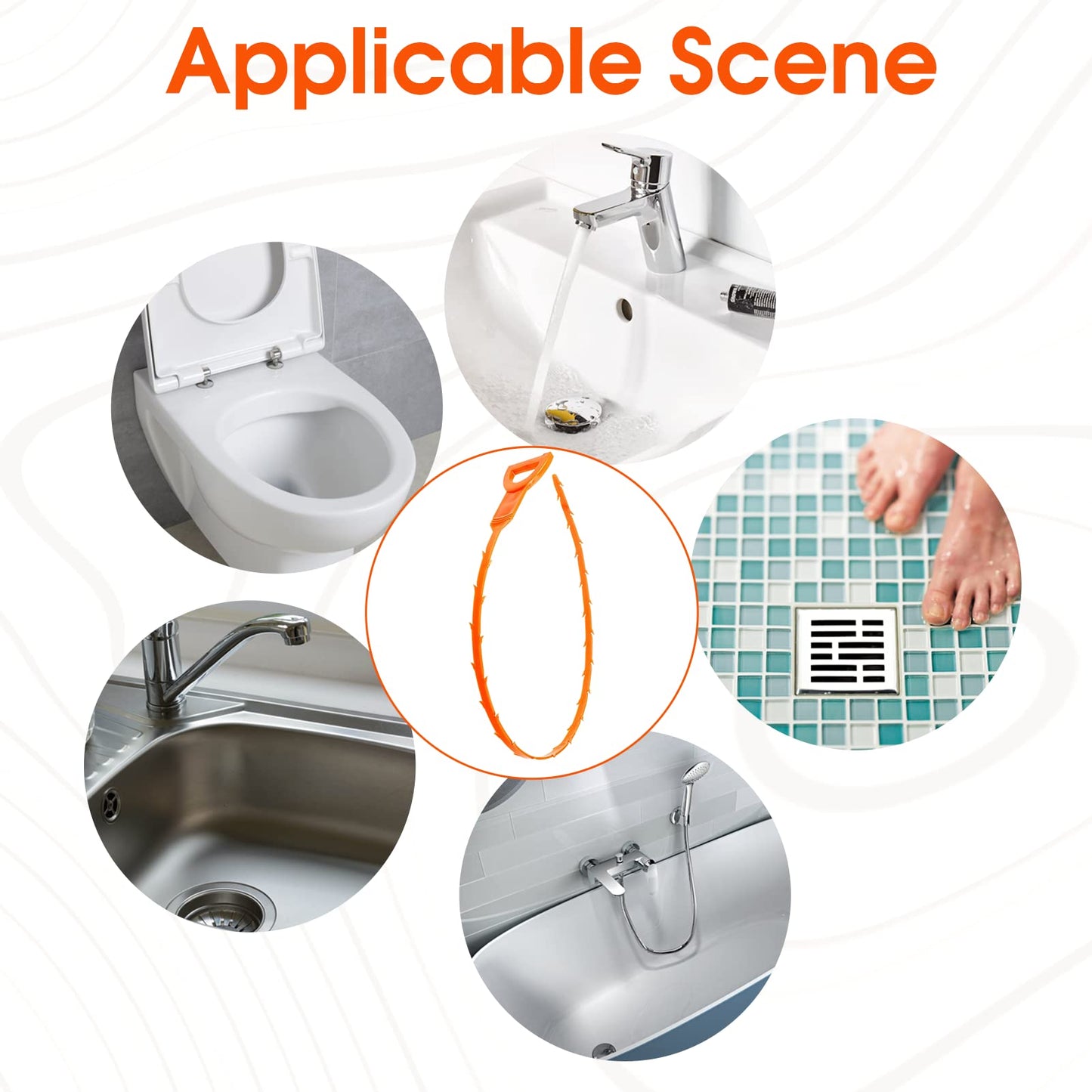 Huryfox Drain Clog Remover Tool- 12 Pack 20 Inch Length Drain Cleaner Sticks for Sink, Pipe and Tub - Plumbing unclogger Tool for Clogged Drains in Shower, Hair Catcher for bathroom, kitchen, Bathtub