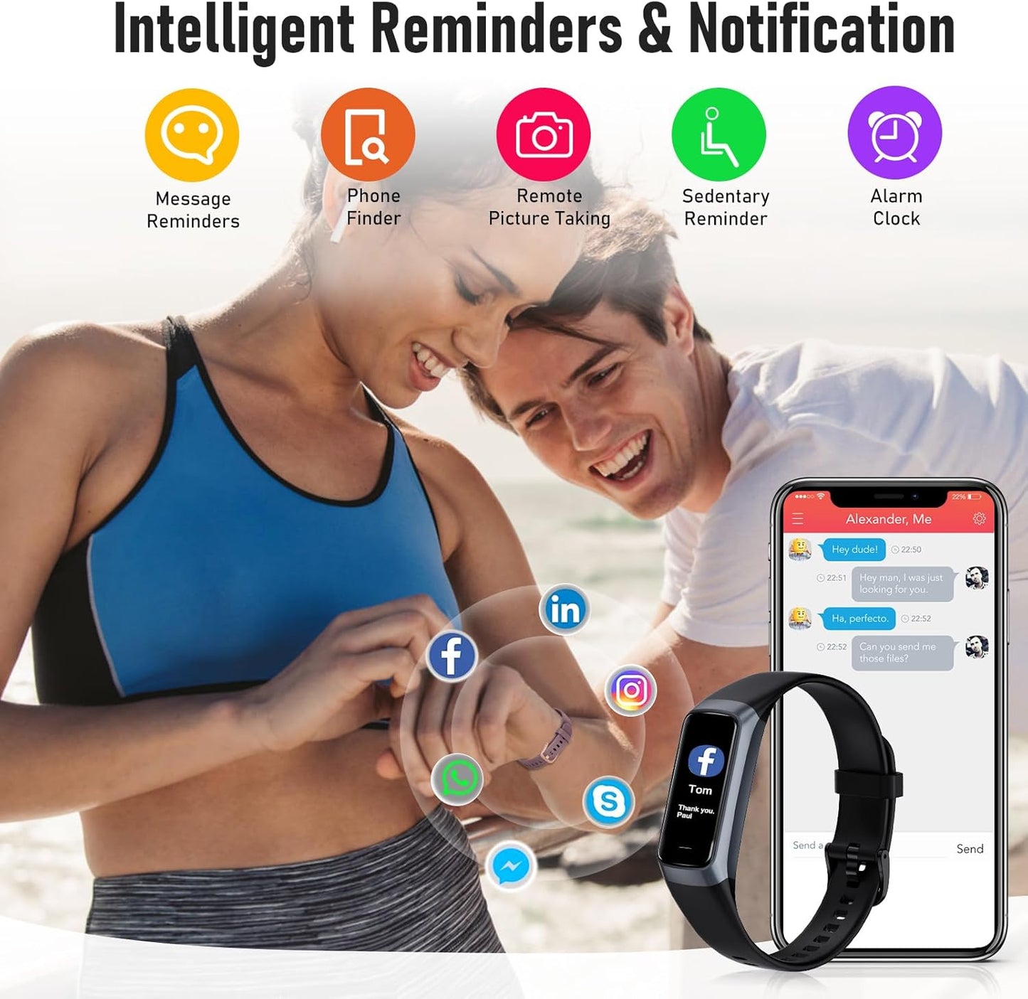 Skiennix Fitness Tracker - 24/7 Heart Rate Monitor, Blood Oxygen & Sleep Tracking | Waterproof Smart Watch for Men & Women
