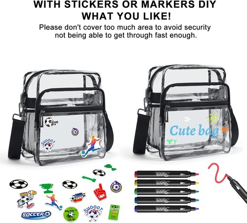 LATMAP Clear Stadium Bag - 12x6x12 Transparent Purse with 3-Zipper Pockets | Ideal for Concerts & Sports Events