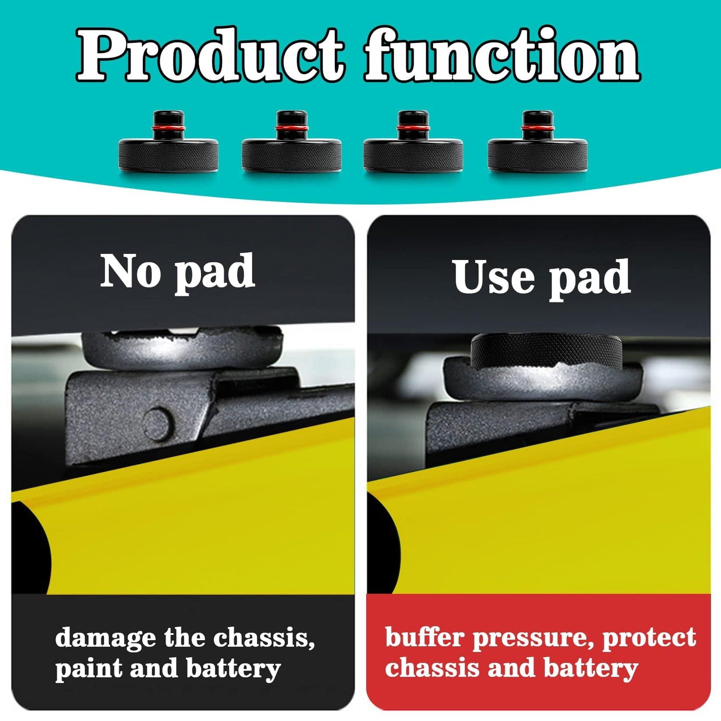 psler Jack Pad for Tesla 3/Y/X/S - Lifting Pucks for Tesla Model 3/Y/X/S Accessories 2016 to 2025 Quick Floor Jack Stand Rubber Pad Car Tire Lift Point Protect Blocks Parts Kit 4 Packs Black