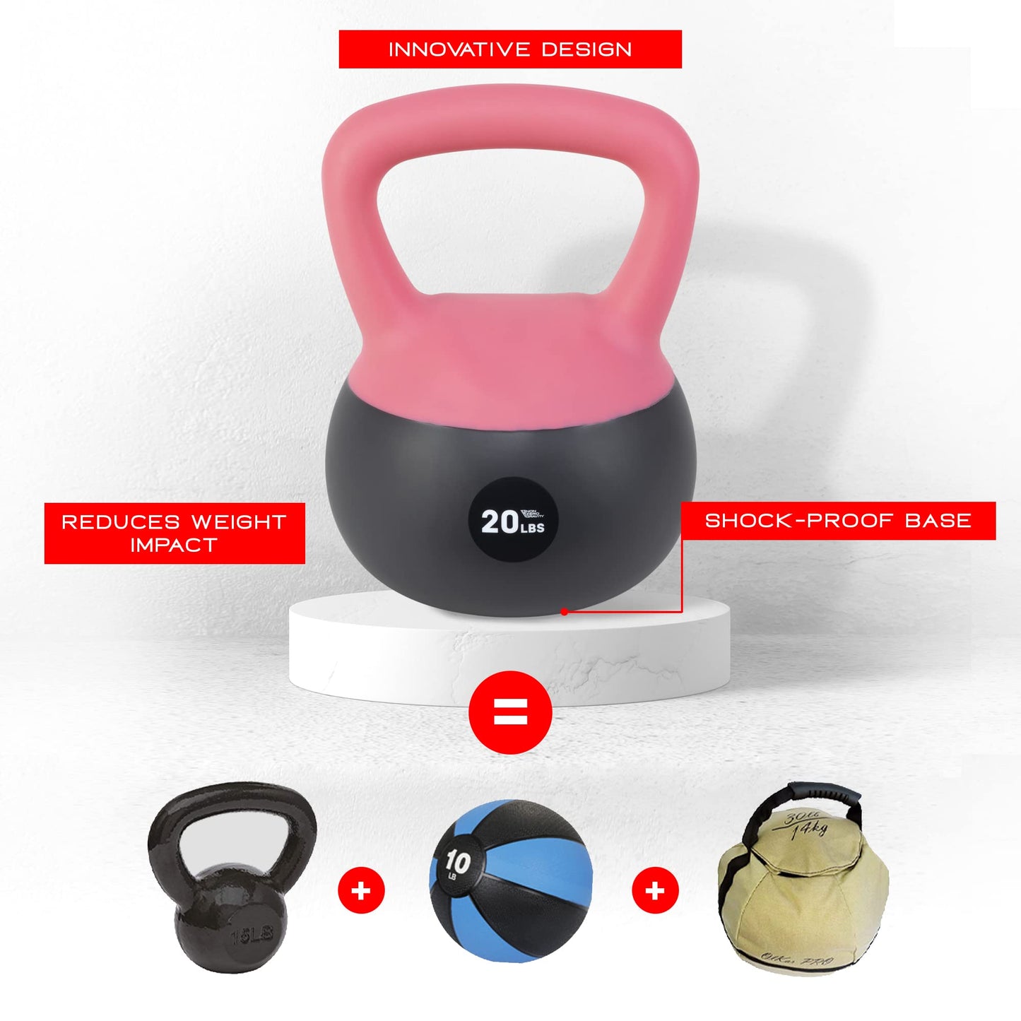 NonZero Gravity Iron Sand Soft Kettlebell with PVC Shell, Shock-Absorbing Base & Extra-Wide Grip for Versatile Workouts | Durable Strength Training Equipment, 15 lbs