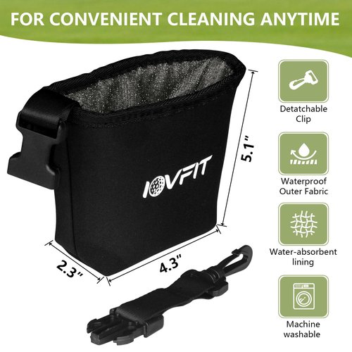 Golf Club and Golf Ball Cleaning Bag,Golf Ball Cleaner,Golf Club Cleaner,Cleans Club Grooves, Golf Bag Accessories,Machine Washable, Golfer Gifts for Men,Detachable Clip