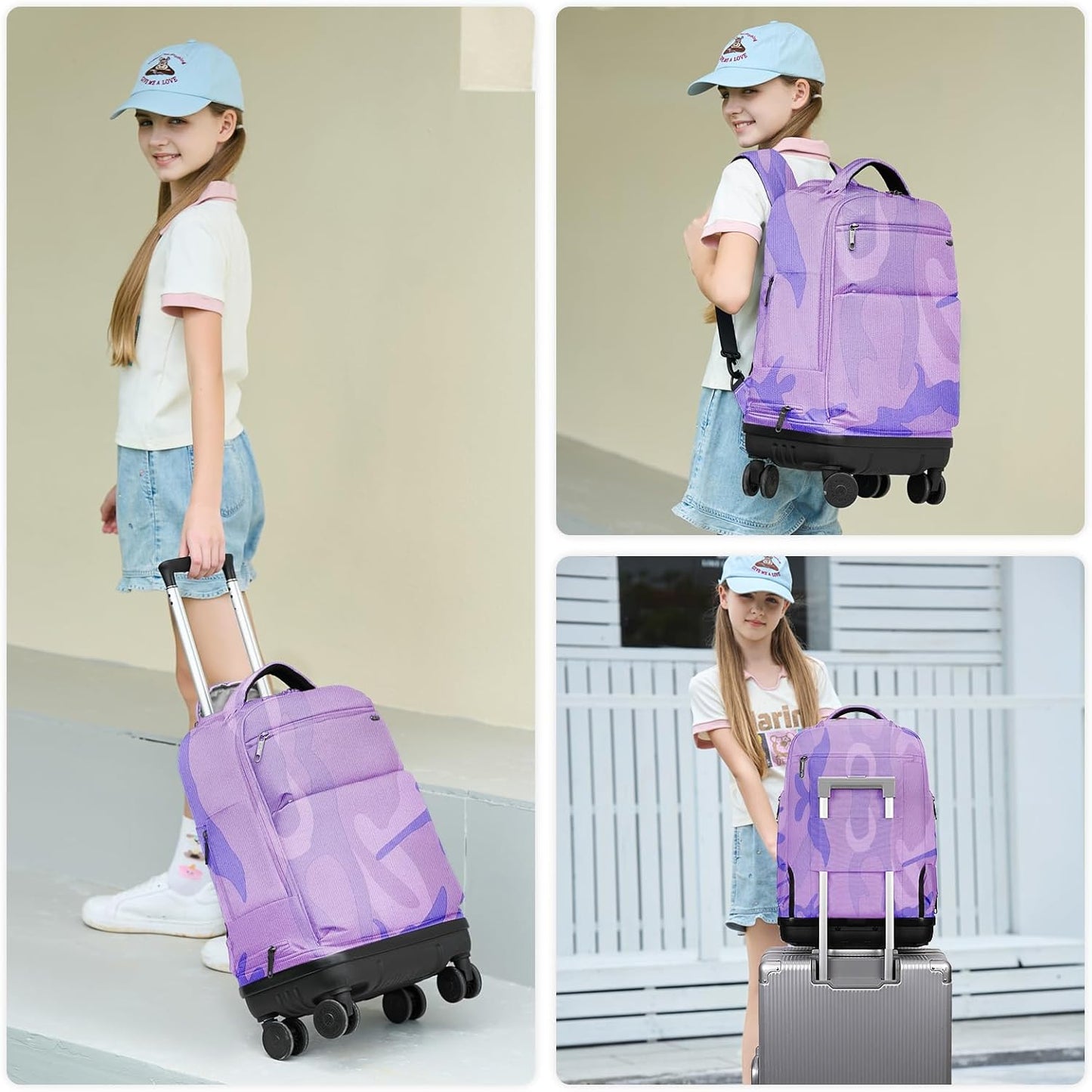 Skiennix Rolling Backpack - 18-Inch Laptop Bag with Removable Wheels | Water-Resistant & Wear-Resistant Design