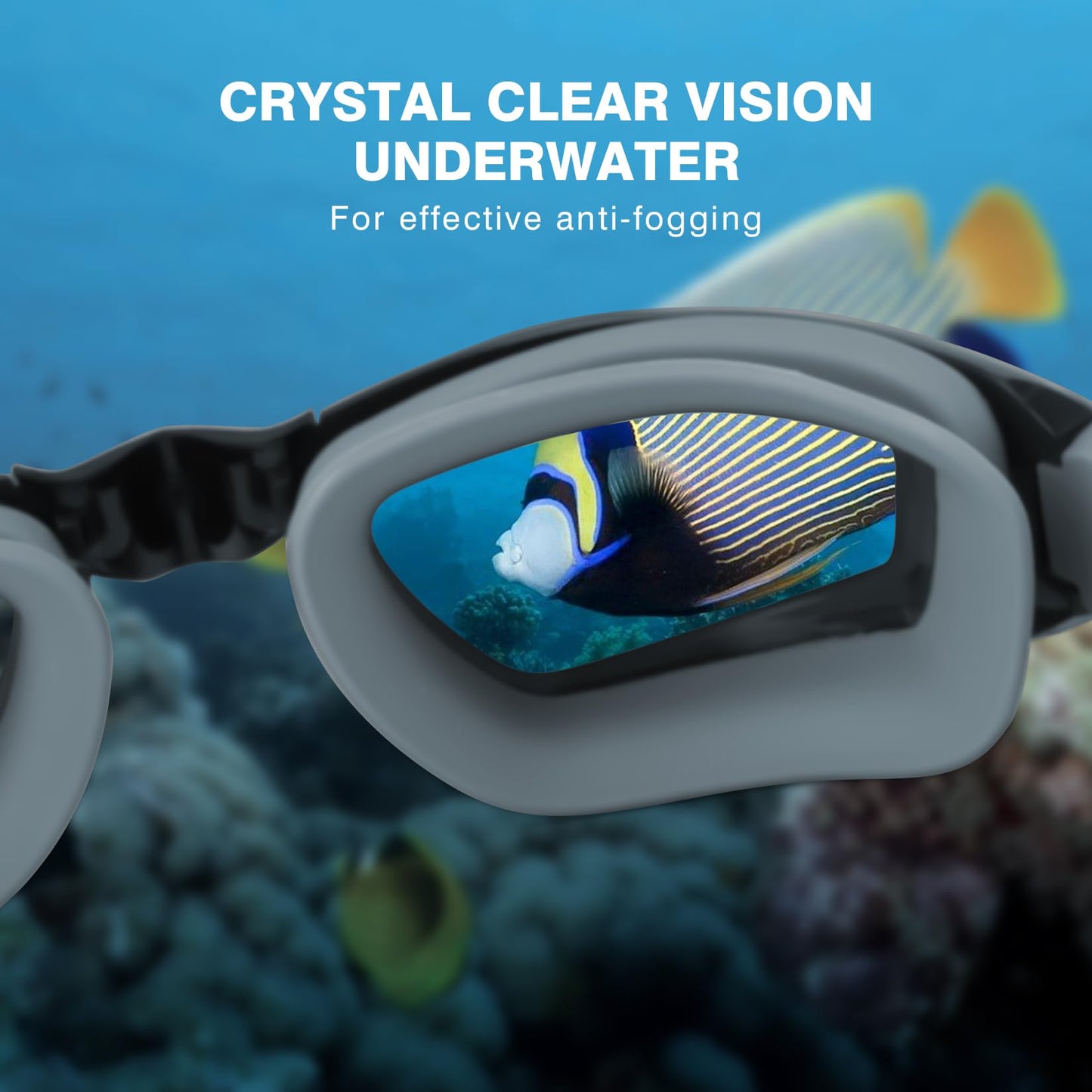 Dizokizo Swim Goggles for Adult Men Women Youth Kids Child with Earplug, Anti-Fog UV Protection Swimming Goggles with HD Lens, Adjustable Silicone Leak-Proof Ergonomic Design with Carry Case (Grey)