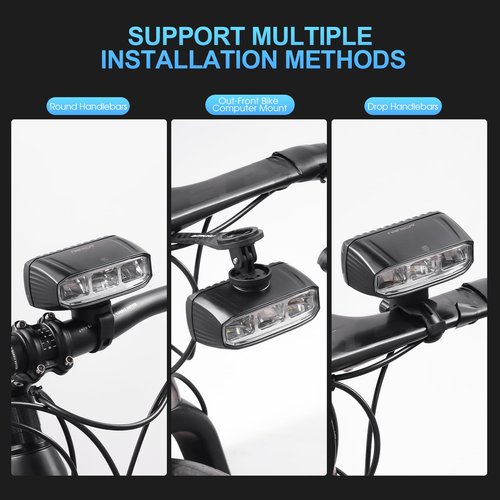 ACRUNU Super Bright LED Bike Light Bar for E-Bike - 1200 Lumens with High/Low Beam, 5 Modes, USB-C Rechargeable, Universal Mount for Mountain/Road Bikes & Out Front Mount (White, Large)