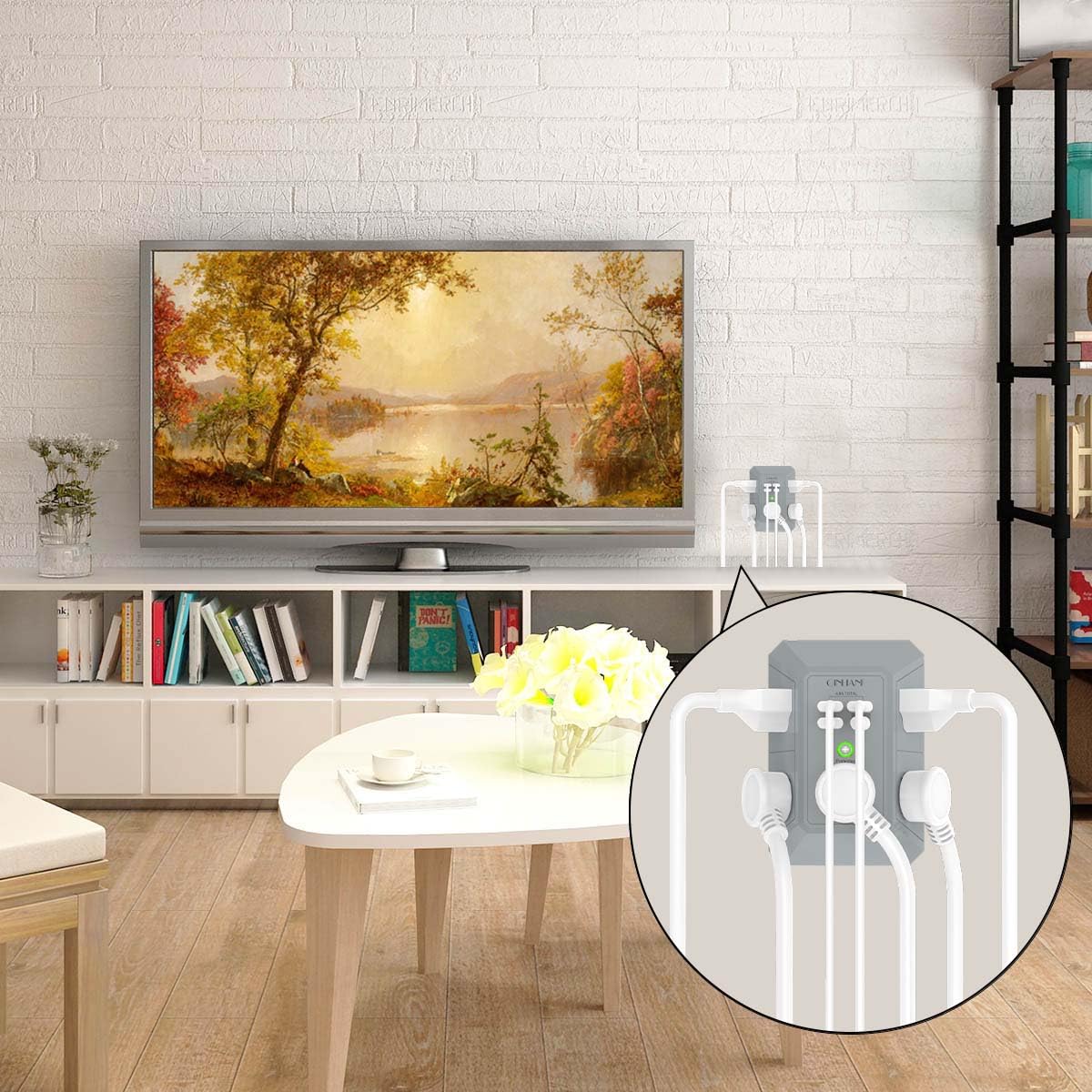 USB Wall Charger, Surge Protector, QINLIANF 5 Outlet Extender with 4 USB Charging Ports (4.8A Total) 3-Sided 1680J Power Strip Multi Plug Outlets Wall Adapter Spaced for Home Travel Office(3U1C),Grey