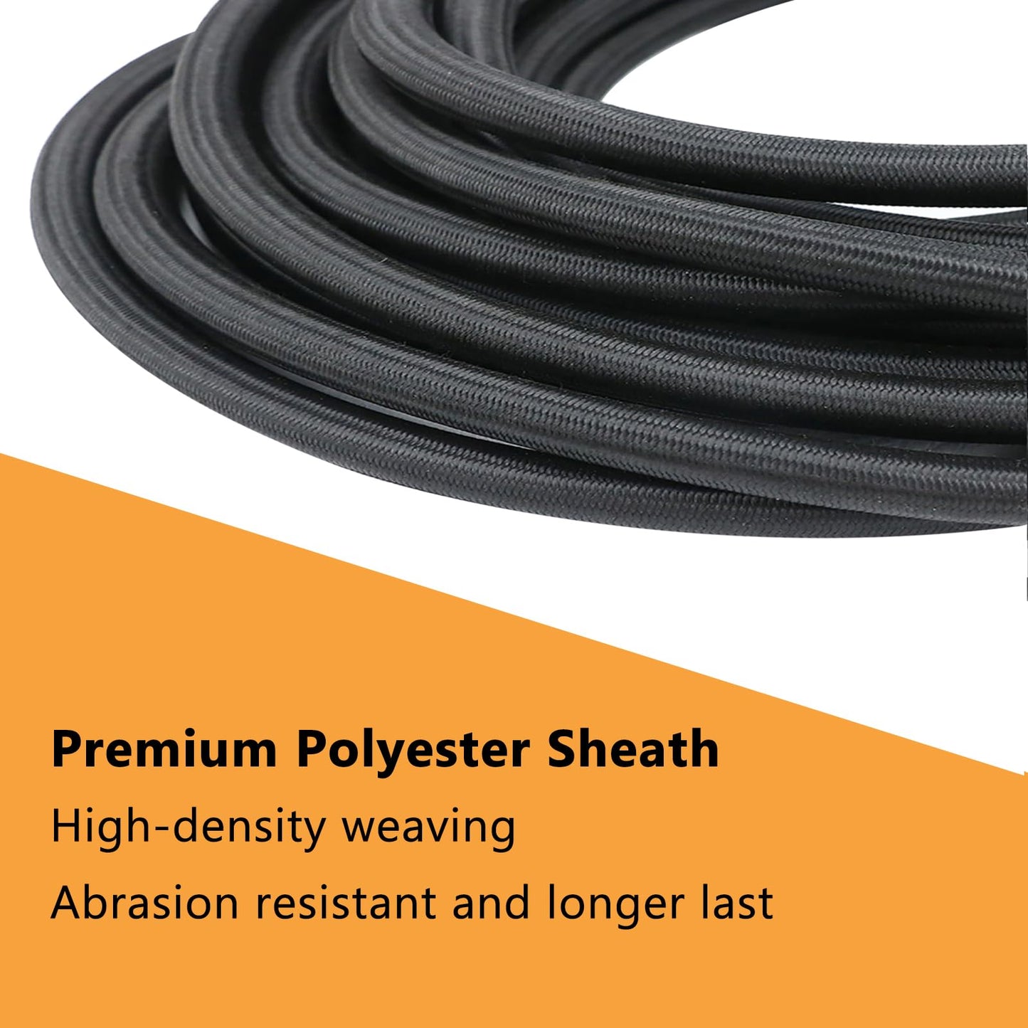 LUYADIN 1/4" x 32' Marine Grade Bungee Cord Elastic Shock Cord, Kayak Stretch String Rope, Heavy Duty Bungee Shock Cords for Repairing Tent Poles, DIY, Tie Downs (Black)