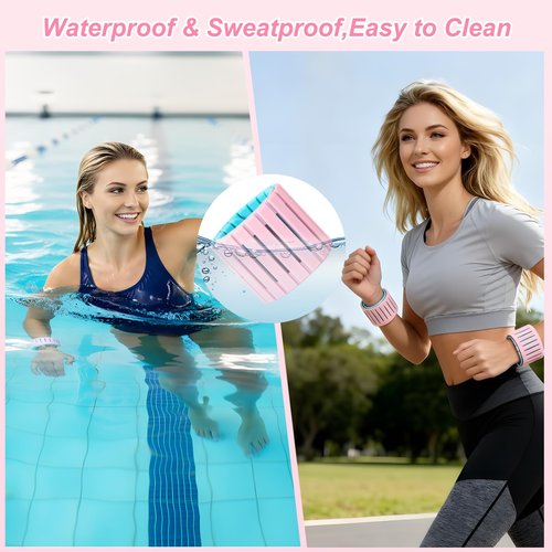 Ninonly Adjustable Magnetic Ankle Wrist Weights for Women Man 2 Pack, Silicone Weighted Bangles Set Arm Leg Weights for Walking Yoga Pilates Gym Running Swimming(1Lb Each)