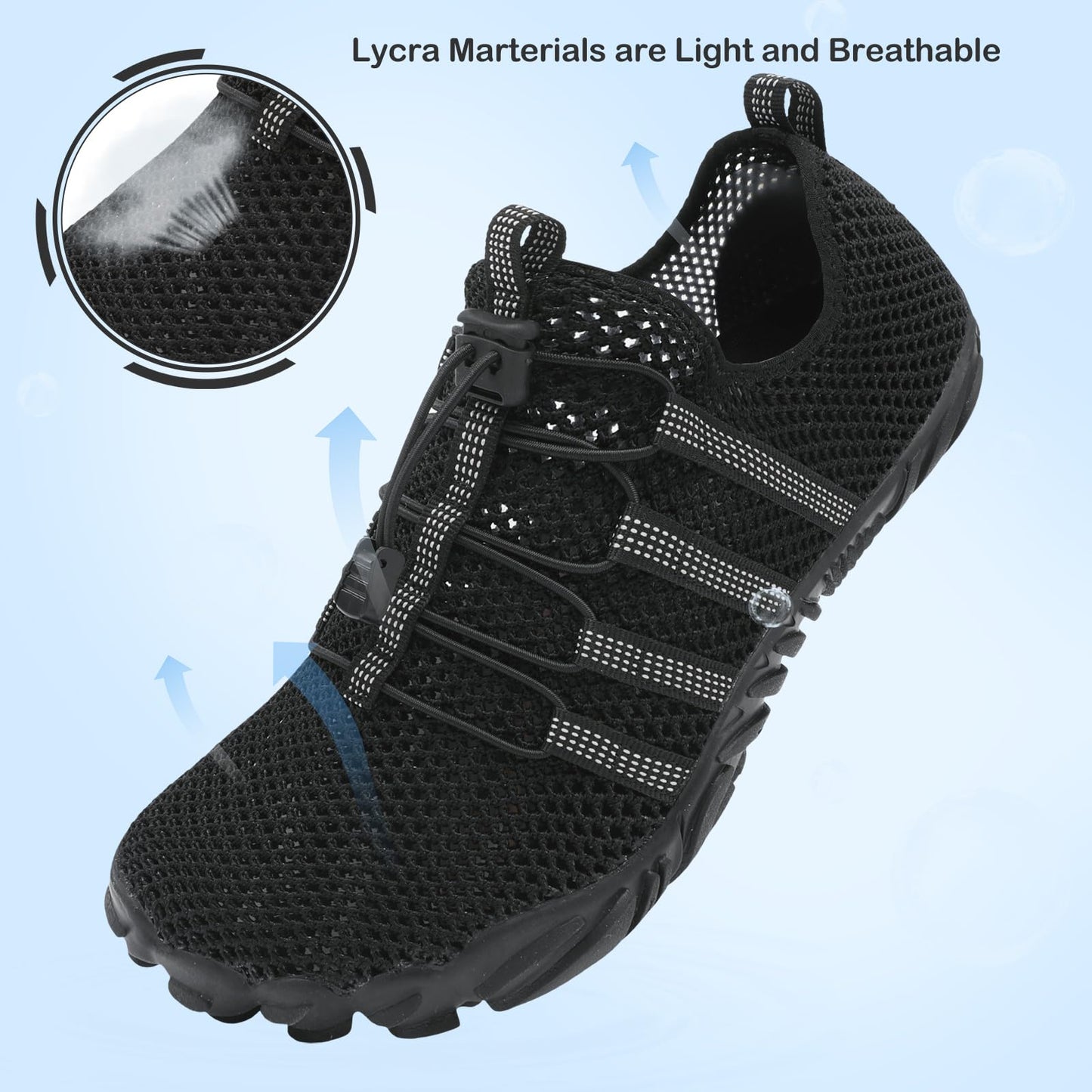 L-RUN Barefoot Water Hiking Shoes Women Aqua Socks for Men Swim Surf Beach Pool Shoes Black M US (Women 11, Men 9.5)=EU42