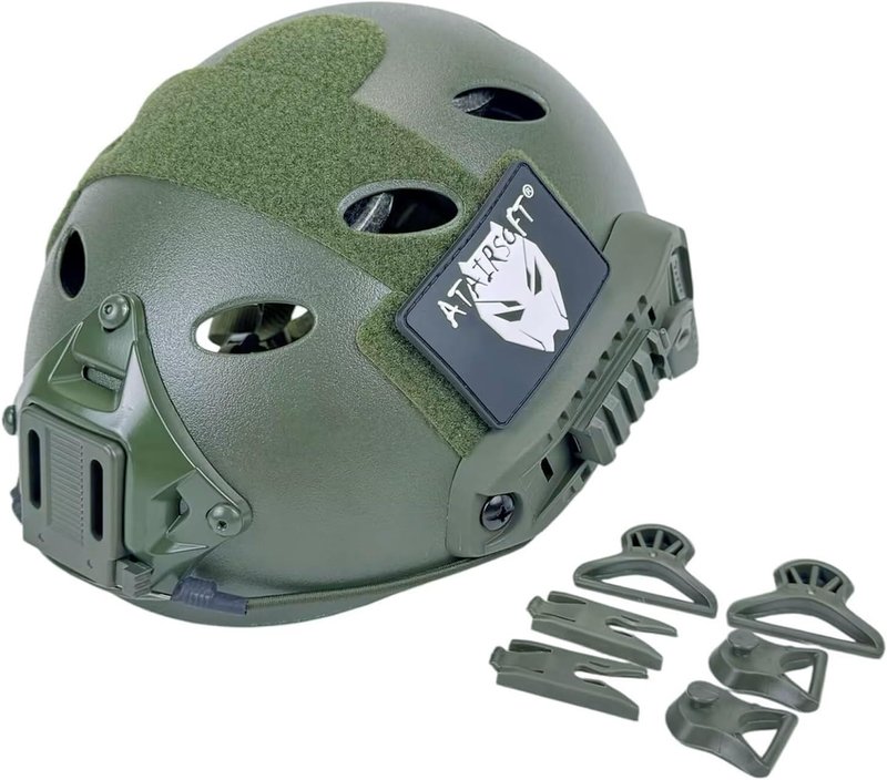 ATAIRSOFT PJ Type Adjustable Tactical Fast Helmet w/Side Rails and NVG Mount OD (L/M)