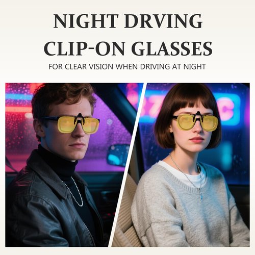 JO Polarized Clip-On Night Driving Sunglasses UV400 Anti-Glare Lenses with Metal Frame Night Vision