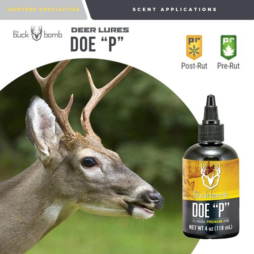 Hunters Specialties Buck Bomb Natural Doe P Liquid Scent w/Wicks | Deer Buck Lure Hunting Post/Pre Rut Scent Attractant for Hunting, 4 Oz (118 ml.)