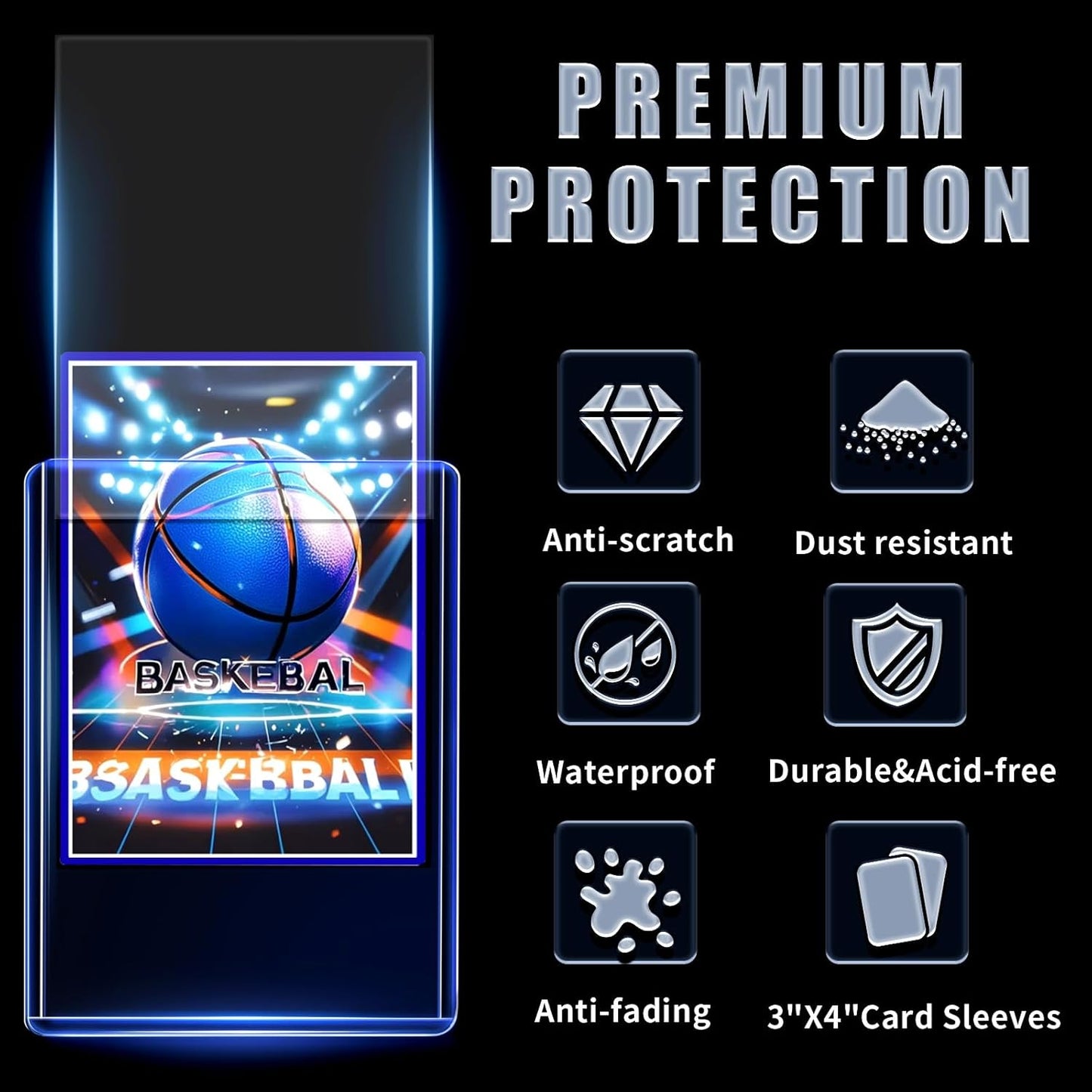 Skiennix 2000 Card Sleeves - Toploaders & Soft Protectors for Trading Cards | 3" x 4" Size