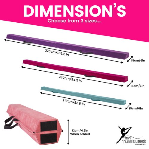 Balance Beam For Kids - Premium Gymnastics Equipment In Non Slip Faux Suede -7/8/9ft- High Density EVA Foam - Bonus Flash Cards, Carry Straps, Carry Case
