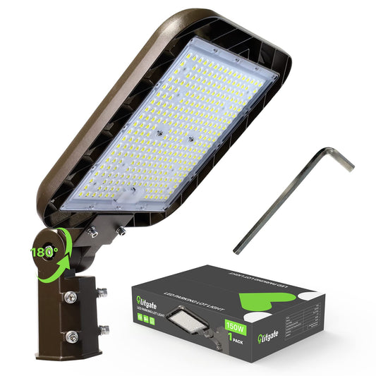 Glitgate 150W Led Parking Lot Light 22500LM 5000K Slip Fitter Mount Street Area Lighting with Dusk to Dawn Photocell 100-277V IP65 Waterproof LED Shoebox Lights for Yard, Roadway ETL Listed
