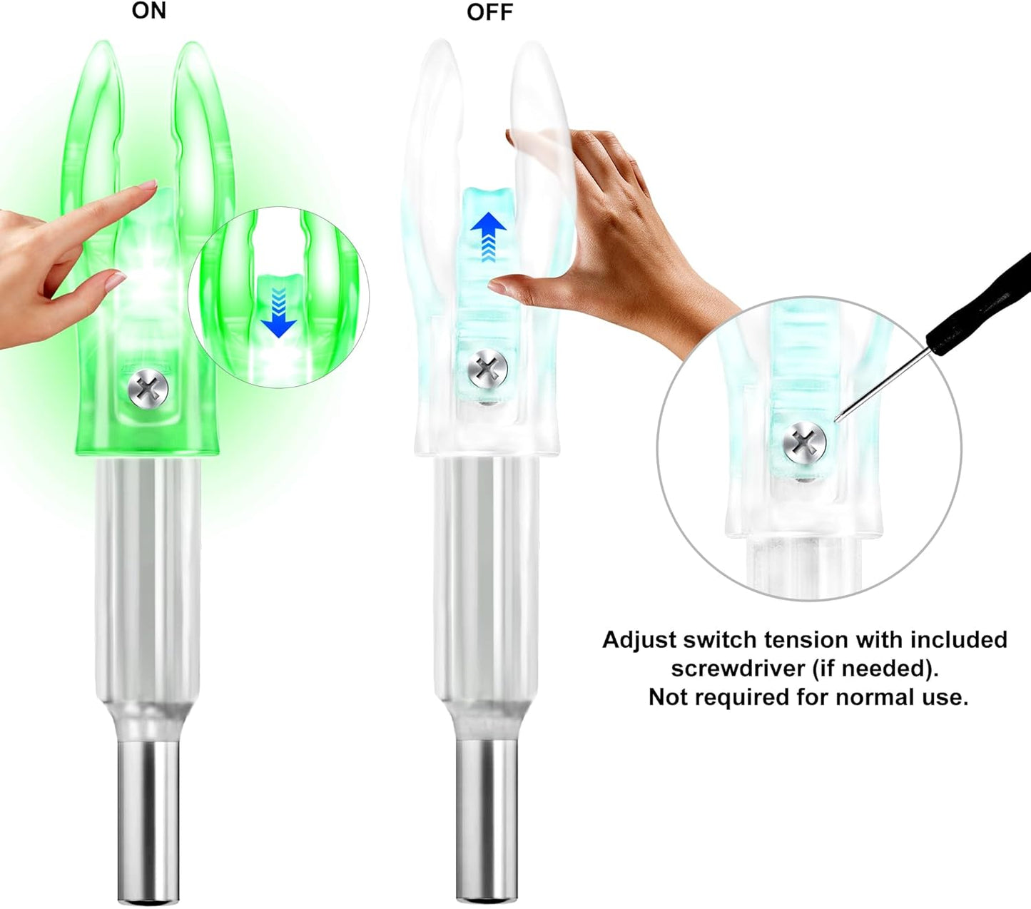 Skiennix Lighted Nocks for Arrows - 6PCS with .204/.233/.244/.246 Diameter & LED Illumination