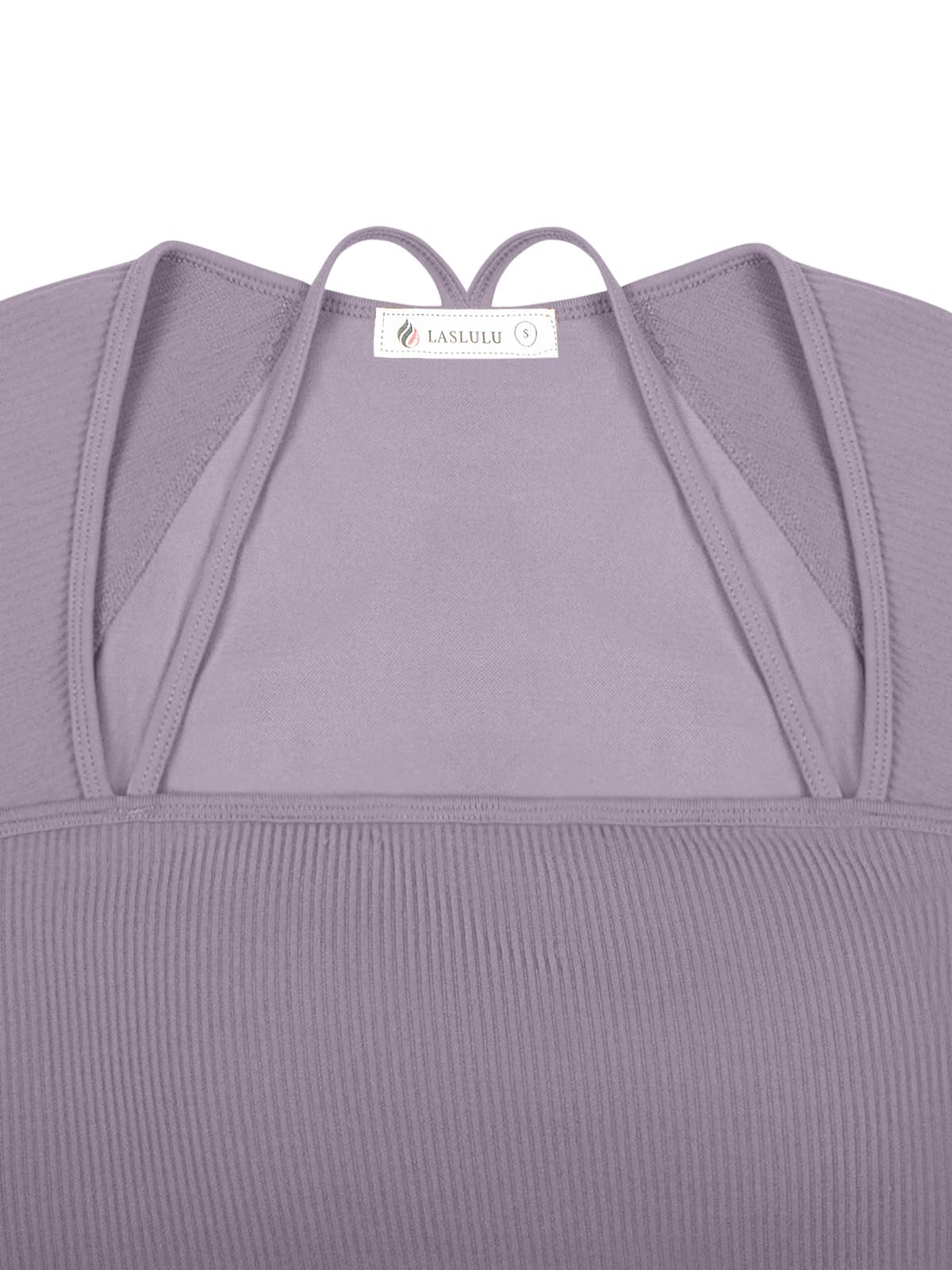 LASLULU Womens Long Sleeve Sports Bra Workout Crop Tops Sexy Ribbed Cropped T Shirts Running Gym Shirts Fall Tops 2025(Hazy Lilac,Small)