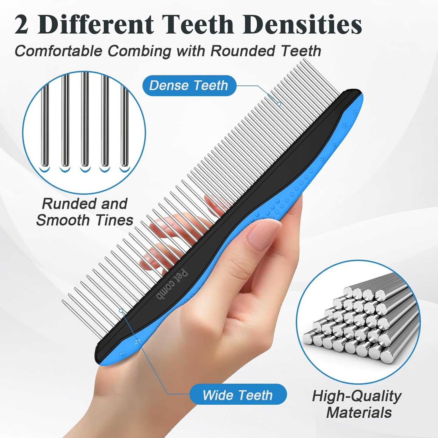 Skiennix Self-Cleaning Slicker Brush & Dog Comb - Gentle Deshedding Tool for All Pets | Blue, 2PCS