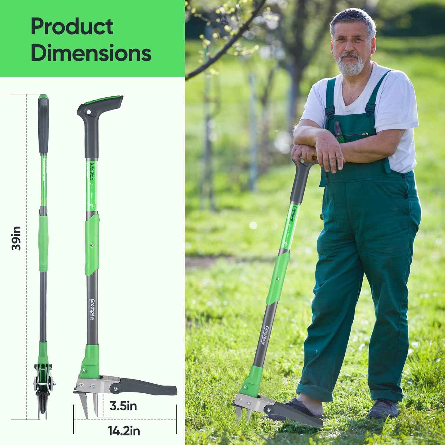 Lightweight 39-Inch Apex Weeder Tool for Women - Ergonomic 3-Claw Weed Remover