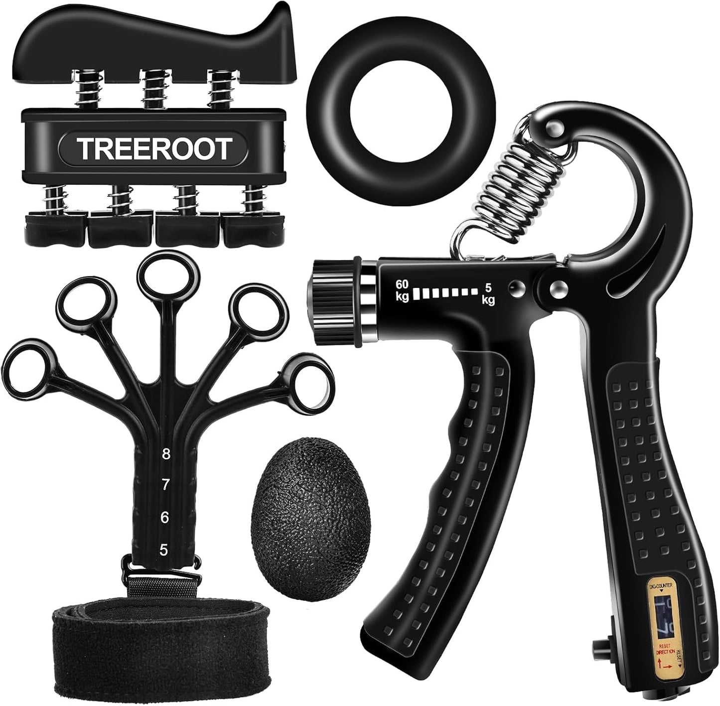 Skiennix Grip Strength Trainer Kit - 5PCS Hand Gripper & Forearm Exerciser Set for Strength & Stress Relief