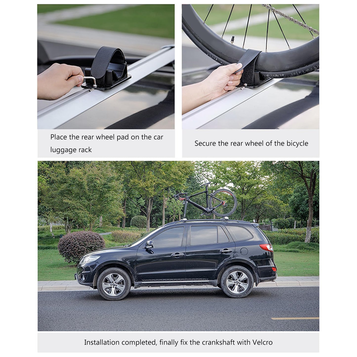 Bicycle Rear Wheel Holder, Rear Wheel Rack Mount, Bike Tire Bracket Holder Carrier, Multi-Bike Compatibility, Car Roof Rack Accessory for Road/Mountain Bikes, Black