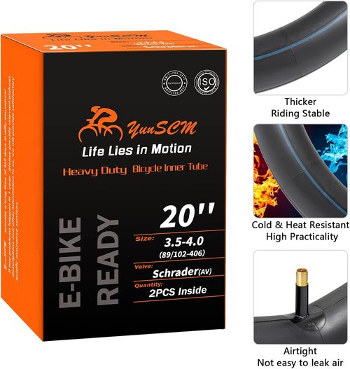 Heavy Duty E-Bike Tubes by [Brand Name] - 20x4.0 Schrader Valve Fat Tire Tubes | 2-Pack for Electric & Mountain Bikes