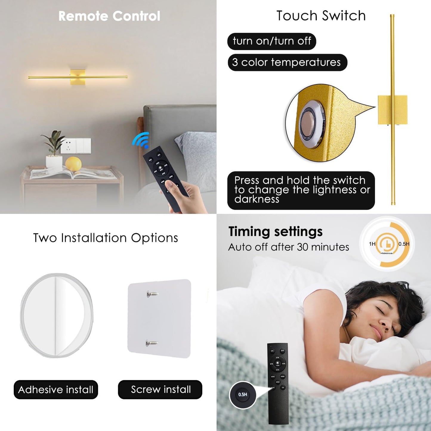 15800 mAh Battery Operated Wall Sconce with Remote Control Dimmable Wall Sconce Set of Two 3000K LED Brass Gold Wireless Wall Light Battery Powered Cordless Rechargeable Sconces Wall Lighting Set of 2