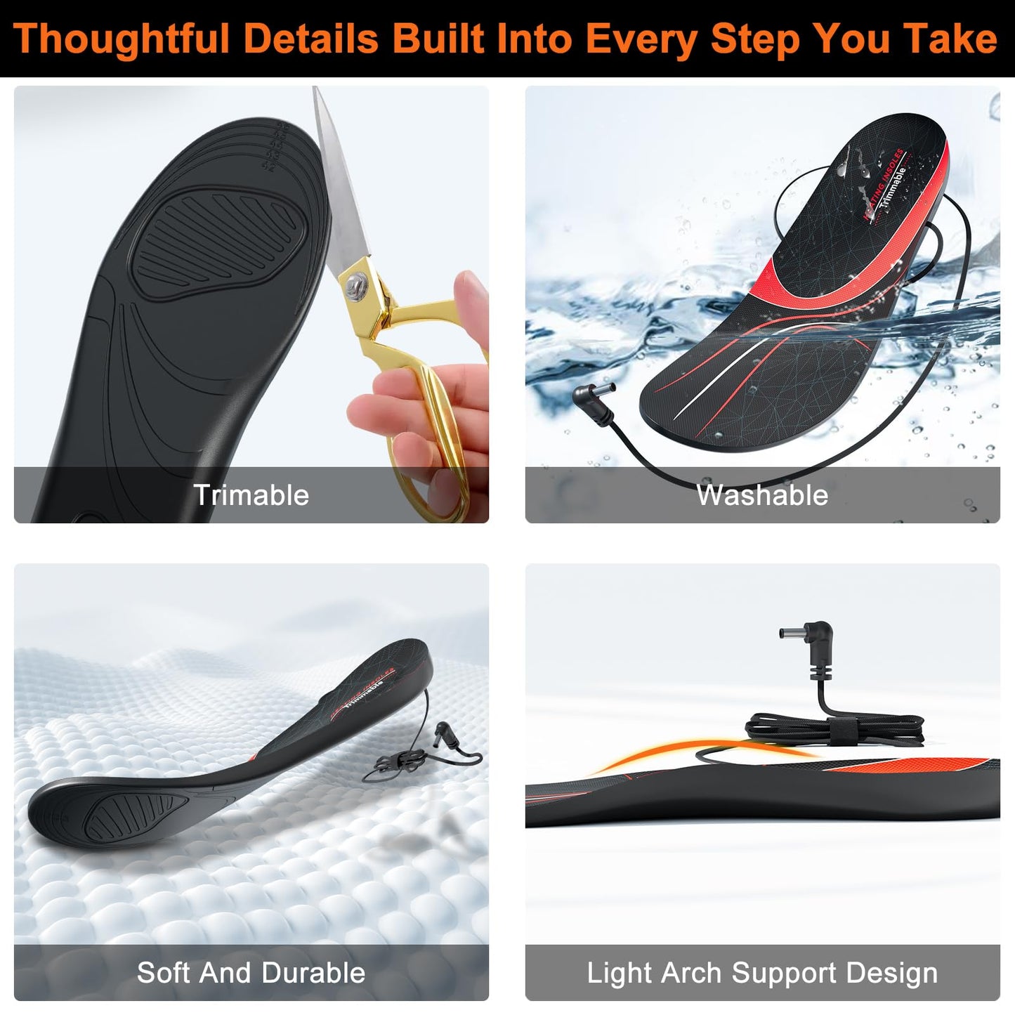 Heated Insoles, Kamlif 7.4V Rechargeable Foot Warmers, Heated Shoe Inserts Winter Thermal Soles for Men and Women, Skiing, Hunting, Hiking, Camping Outdoor Sports
