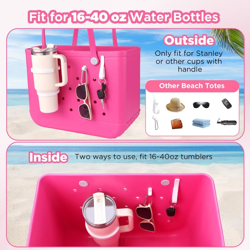 OUTXE 2 Pack Cup Holder for Bogg Bag, Fits 16-40oz Stanley, Insert Drink Holder Attachment Compatible with All Bogg Bags & Simply Southern Beach Tote Bag (40oz-Nut Hook)