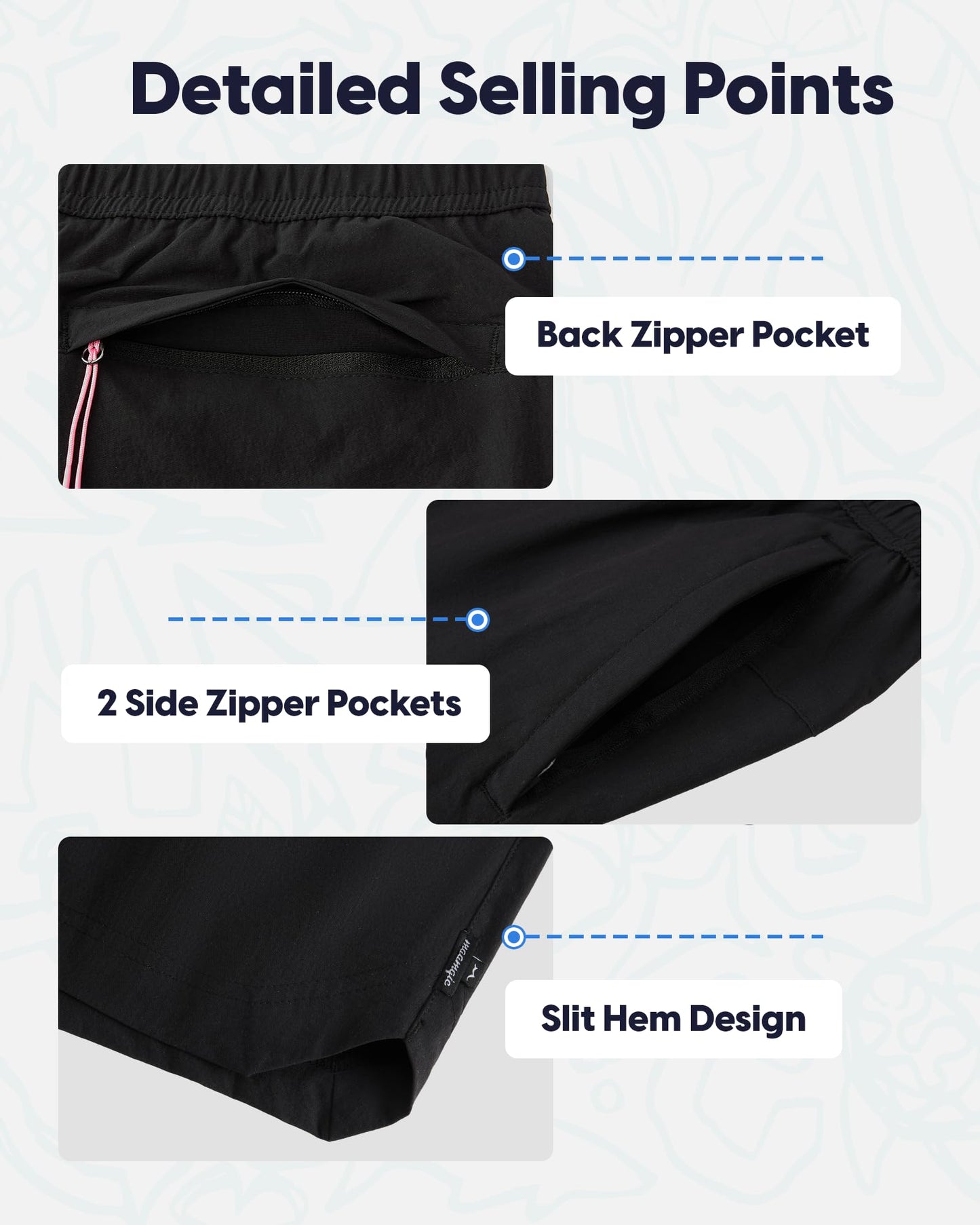 maamgic Mens Swim Trunks 5" with Compression Liner Stretch Quick Dry Swim Shorts Swimming Trunks Bathing Suits Black and Pink Medium
