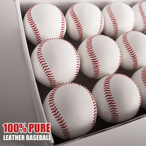 Leather Baseballs - Official League Grade | 12-Pack Competition Level Balls for Youth Training