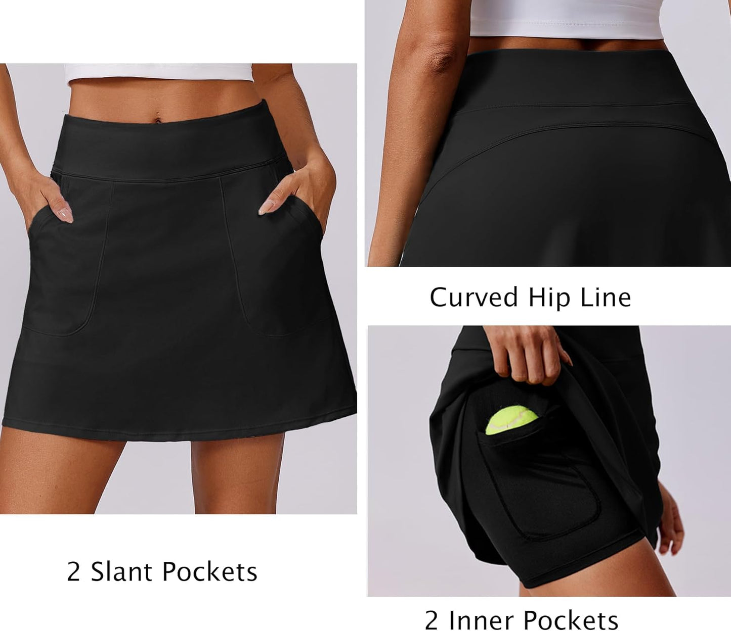 PINSPARK Golf Skorts for Women - High Waisted Tennis Skirt with UPF 50+ Protection & 4 Pockets