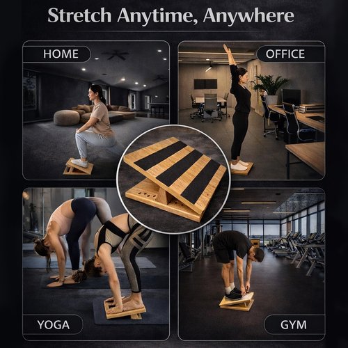 16-Level Adjustable Wooden Slant Board for Squats – 550 lbs Heavy Duty Squat Wedge for Weightlifting & Ankle Mobility – Incline Board for Calf Raises & Leg Day Training【Made in Taiwan KIJO Studio】