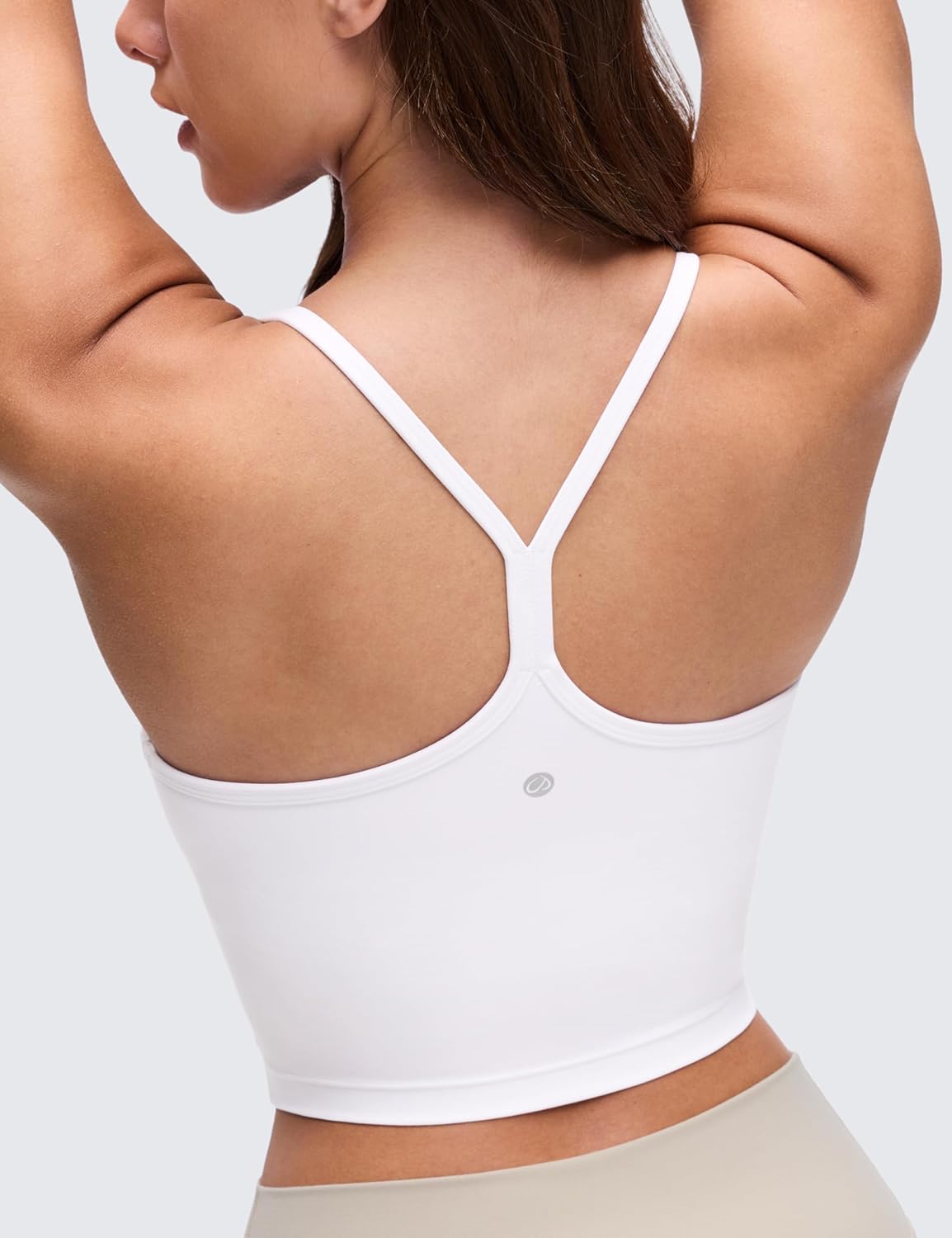 CRZ YOGA Butterluxe Y-Back Crop Tank Top for Women | Padded Racerback Sports Bra in Longline Design