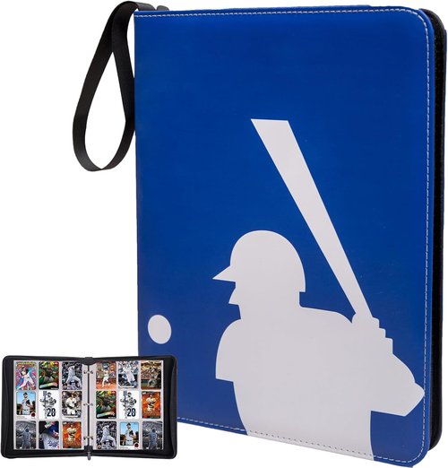 Baseball Card Binder - 990 Pockets Sports Trading Card Album with 55 Removable Sleeves | Double-Sided Zipper Design